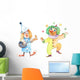 Two Clown Watercolor Illustration Wall Decal Sticker Set