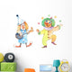 Two Clown Watercolor Illustration Wall Decal Sticker Set