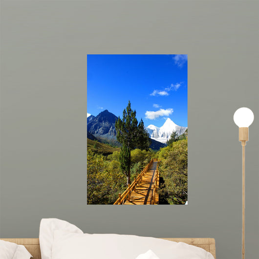 The road leading to the snow mountain Wall Mural