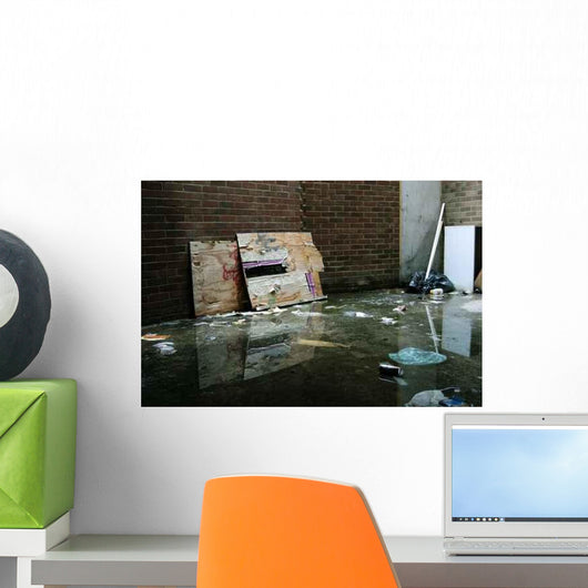 Trash Flooded Alley Wall Decal