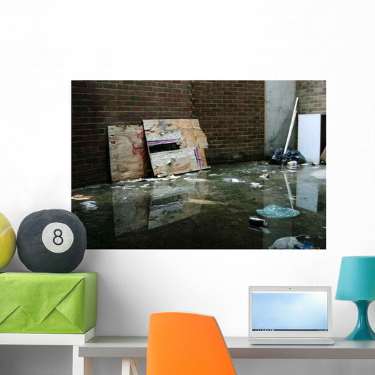 Trash Flooded Alley Wall Decal
