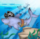 Cartoon Pirate Shark with Wall Decal