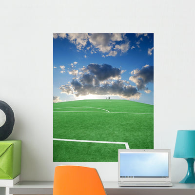 Soccer or Football Theme Wall Decal shown on a wall