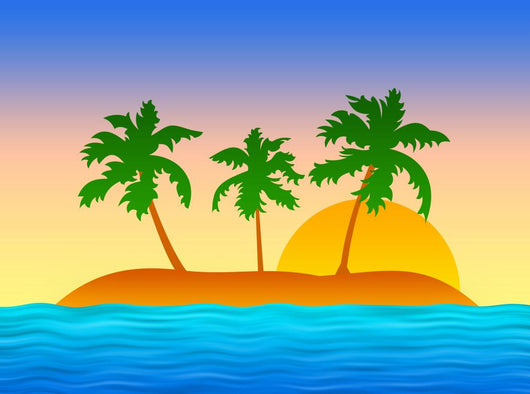 Island with Palms Blue Wall Decal