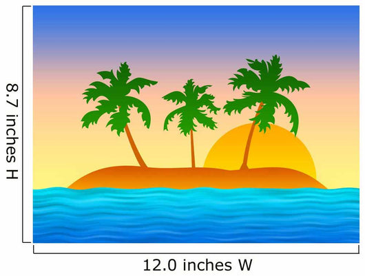 Island with Palms Blue Wall Decal