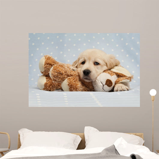 Golden Retriever Puppy Blue Wall Decal