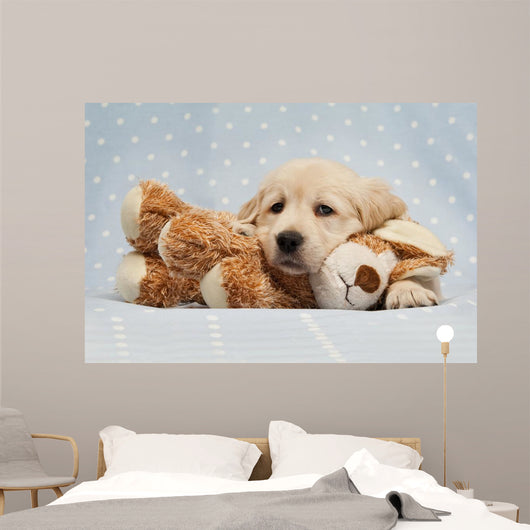 Golden Retriever Puppy Blue Wall Decal