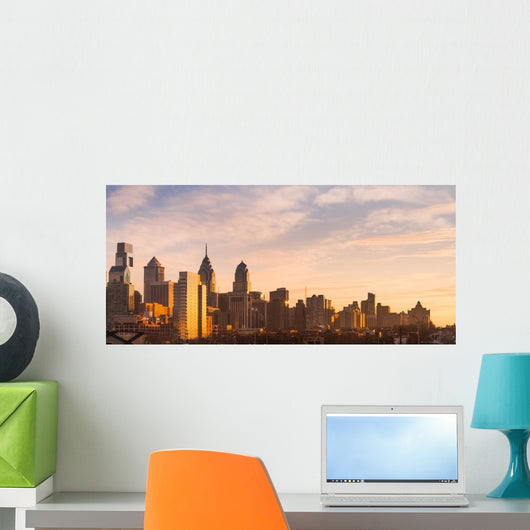 Philadelphia Skyline Sunrise Wall Decal