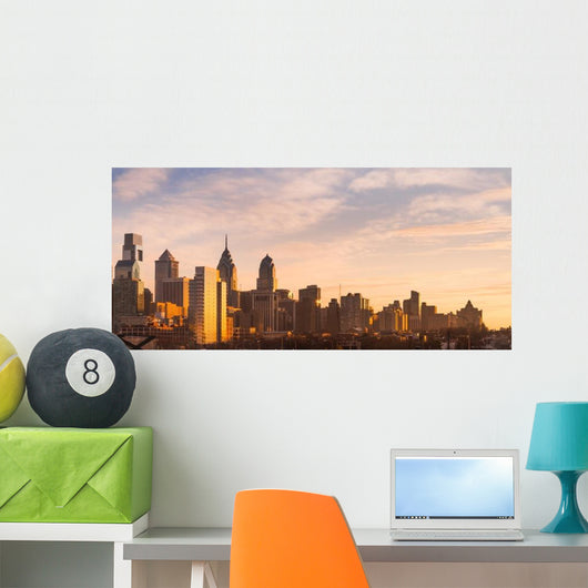 Philadelphia Skyline Sunrise Wall Decal