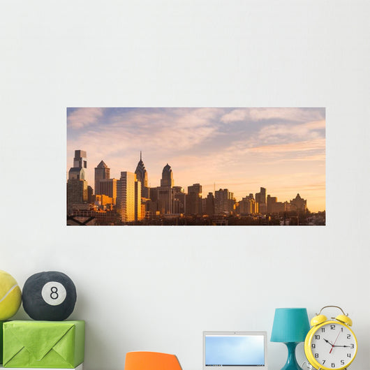Philadelphia Skyline Sunrise Wall Decal