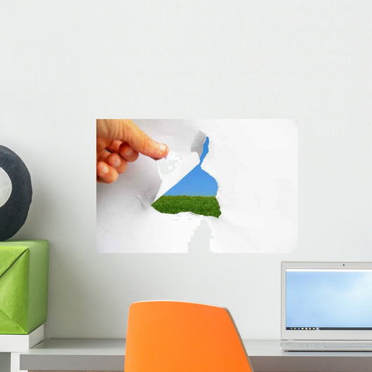 Blue Sky and Green Wall Decal