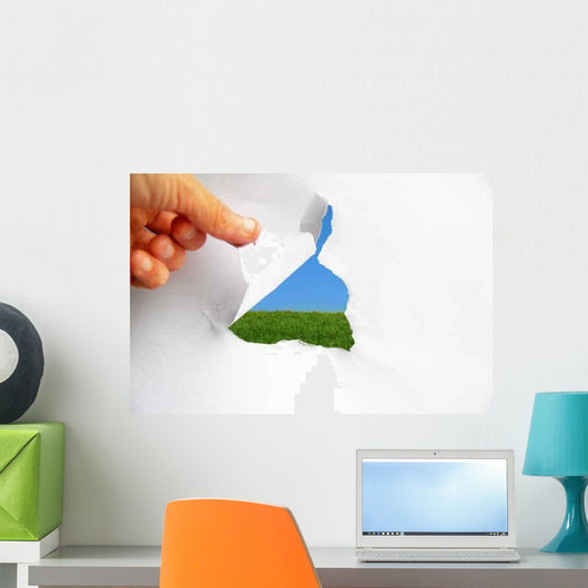 Blue Sky and Green Wall Decal