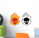 Flaming Skull Wall Decal Sticker Set Wall Decal