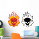 Flaming Skull Wall Decal Sticker Set Wall Decal