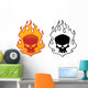 Flaming Skull Wall Decal Sticker Set Wall Decal