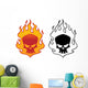 Flaming Skull Wall Decal Sticker Set Wall Decal