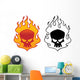 Flaming Skull Wall Decal Sticker Set Wall Decal