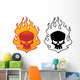 Flaming Skull Wall Decal Sticker Set Wall Decal