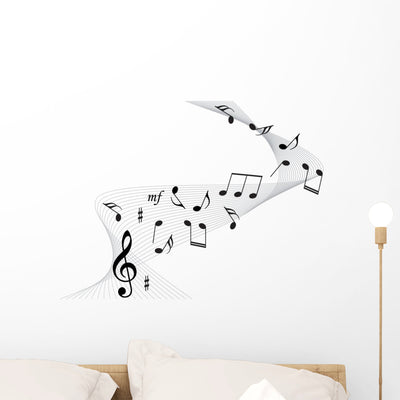 Music Notes Wall Decal shown on a wall
