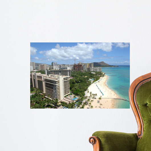 Looking out across Waikiki Wall Decal