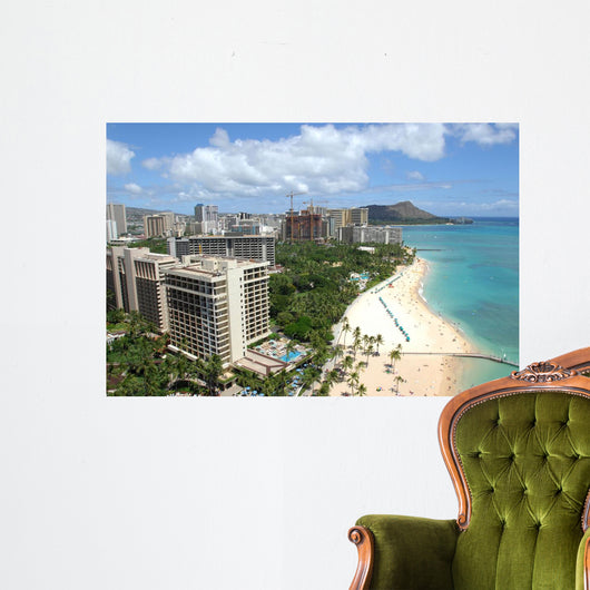 Looking out across Waikiki Wall Decal