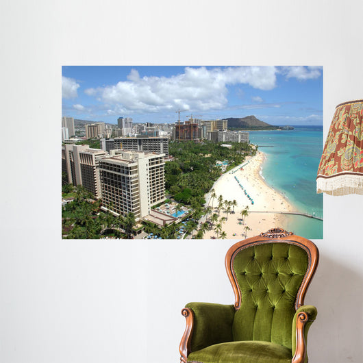 Looking out across Waikiki Wall Decal