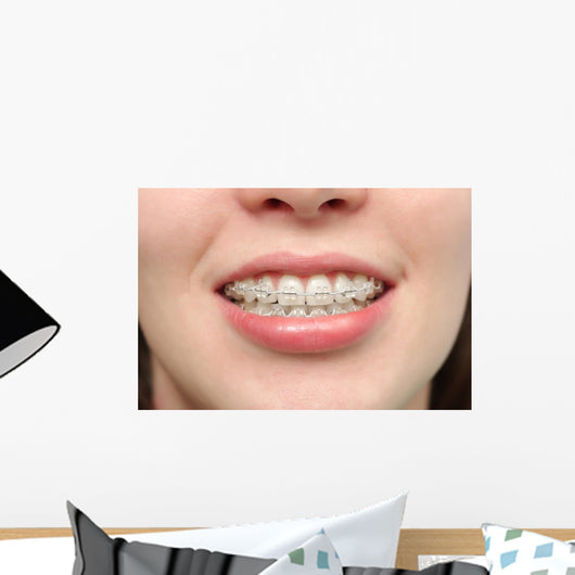 Girl Smiles with Braces Wall Decal