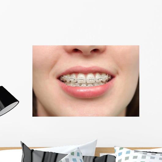 Girl Smiles with Braces Wall Decal