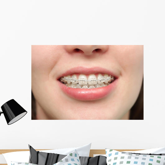 Girl Smiles with Braces Wall Decal