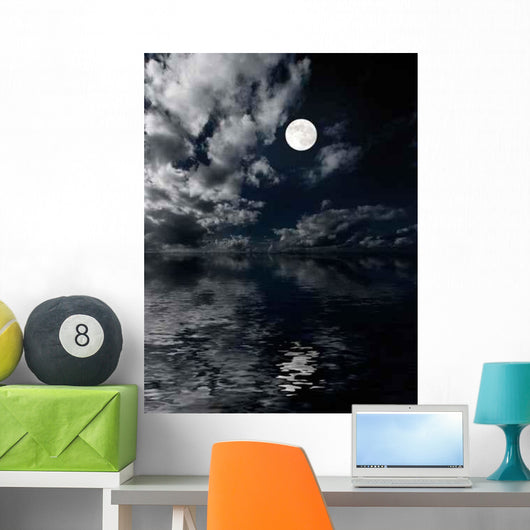 Moon and Clouds above Wall Decal