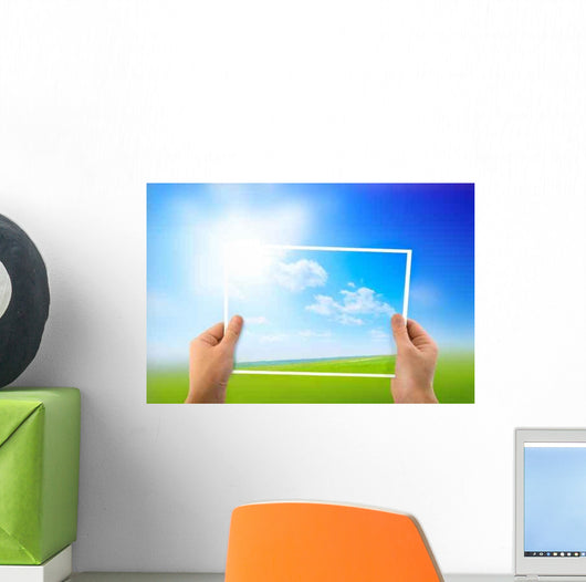 Photo Green Field Hands Wall Decal Design 2