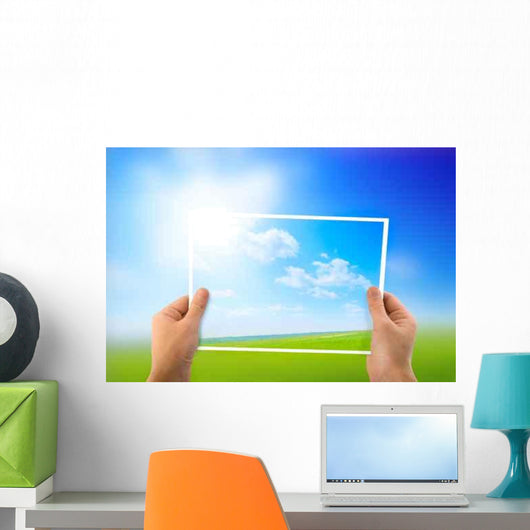 Photo Green Field Hands Wall Decal Design 2