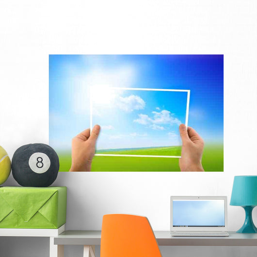 Photo Green Field Hands Wall Decal Design 2