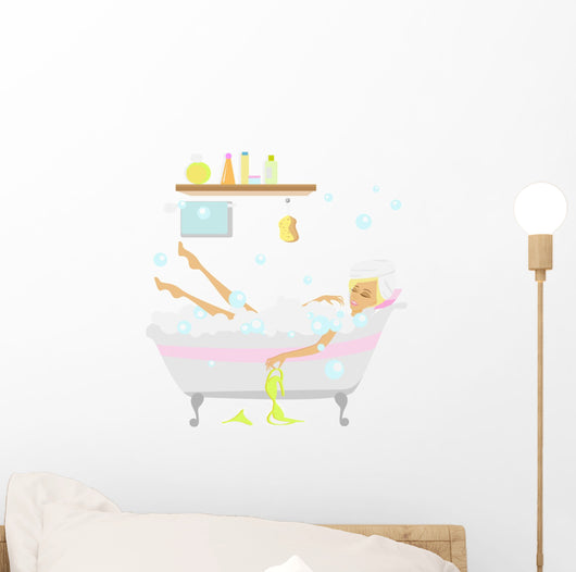 Girl Taking Bubble Bath Wall Decal
