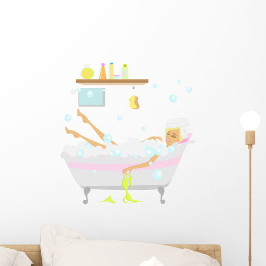 Girl Taking Bubble Bath Wall Decal