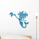 Blue Silhouette Watercolor Mermaid Wall Decal