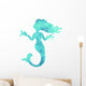 Turquoise Silhouette Watercolor Mermaid Wall Decal