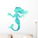Turquoise Silhouette Watercolor Mermaid Wall Decal