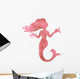 Pink Silhouette Watercolor Mermaid Wall Decal