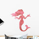 Pink Silhouette Watercolor Mermaid Wall Decal