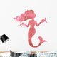 Pink Silhouette Watercolor Mermaid Wall Decal