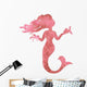 Pink Silhouette Watercolor Mermaid Wall Decal