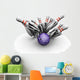 Bowling Ball Smashing Pins Wall Decal