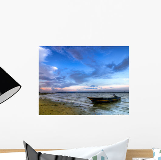 Beached Boat Low-tide Sunset Wall Decal