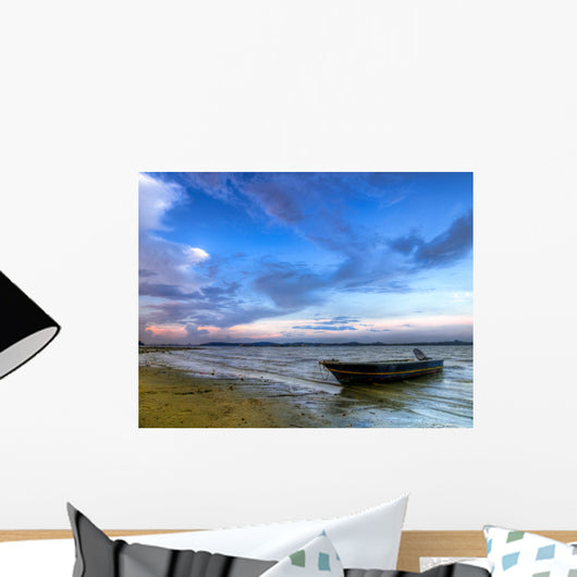 Beached Boat Low-tide Sunset Wall Decal