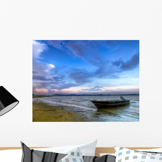 Beached Boat Low-tide Sunset Wall Decal
