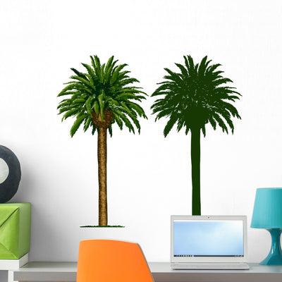 California Palm Trees Wall Decal shown on a wall