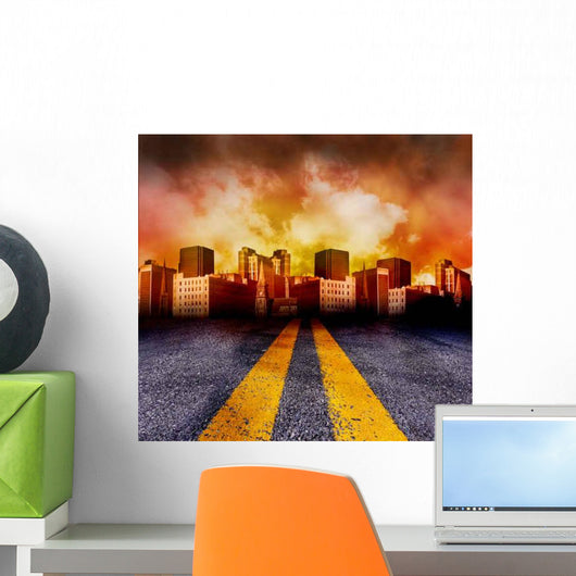 Road Going into City Wall Decal
