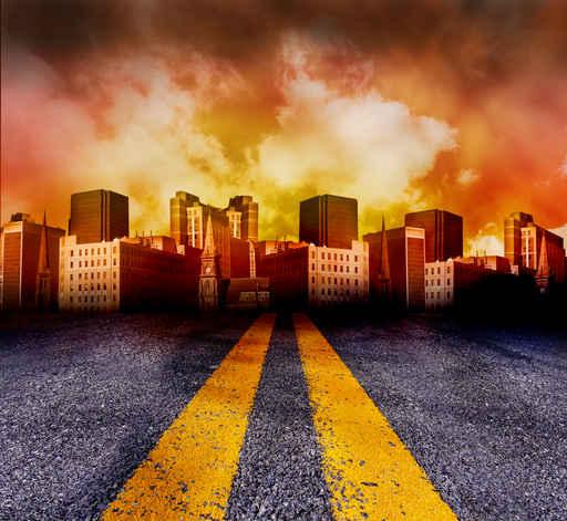 Road Going into City Wall Decal