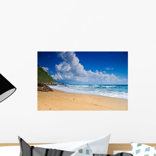 Empty Beach with Clouds Wall Decal